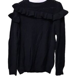 Who What Wear Women’s Long Sleeve Mesh Mix Ruffle Crew. XL